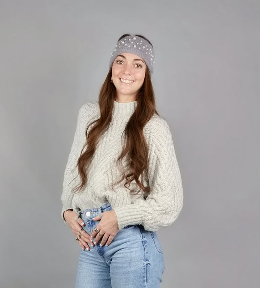 PEARLS EARWARMER WITH FLEECE LINING