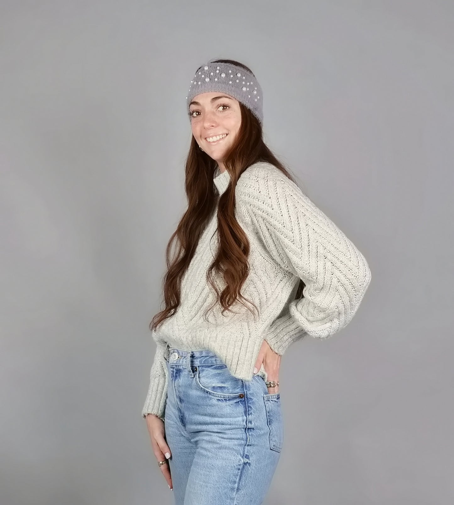 PEARLS EARWARMER WITH FLEECE LINING