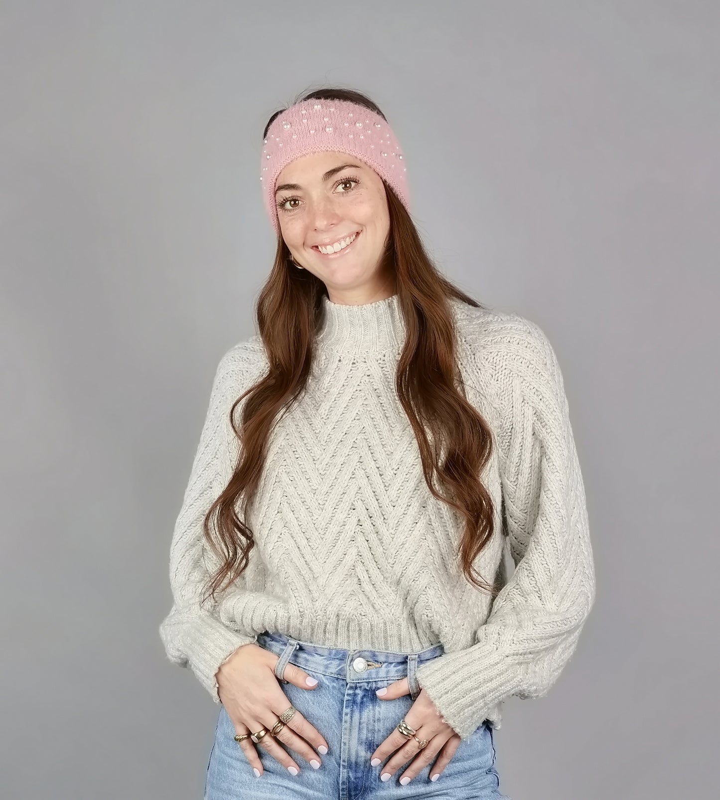 PEARLS EARWARMER WITH FLEECE LINING