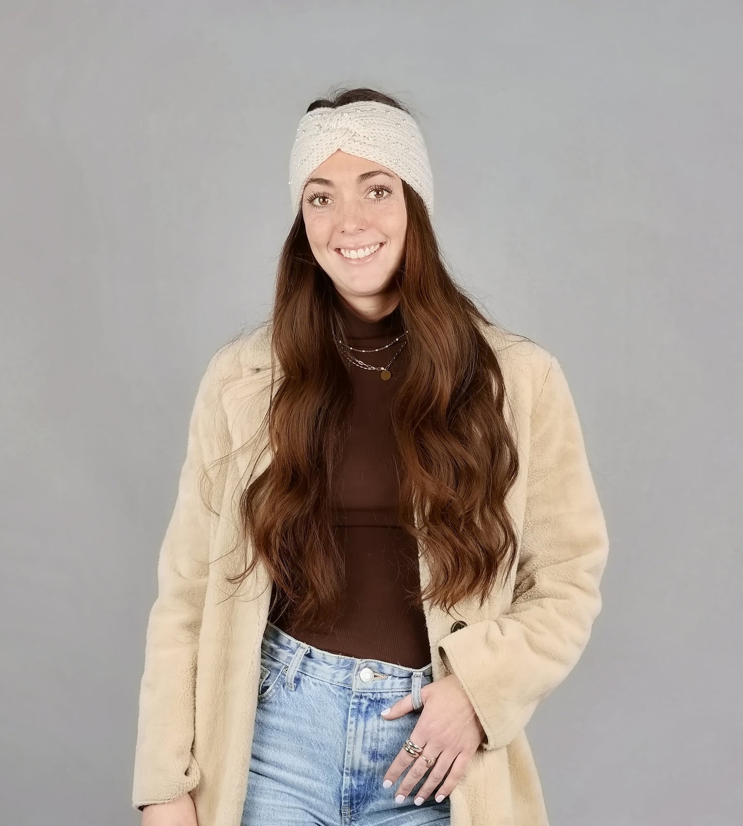PEARLS TWIST RIBBED  EARWARMER