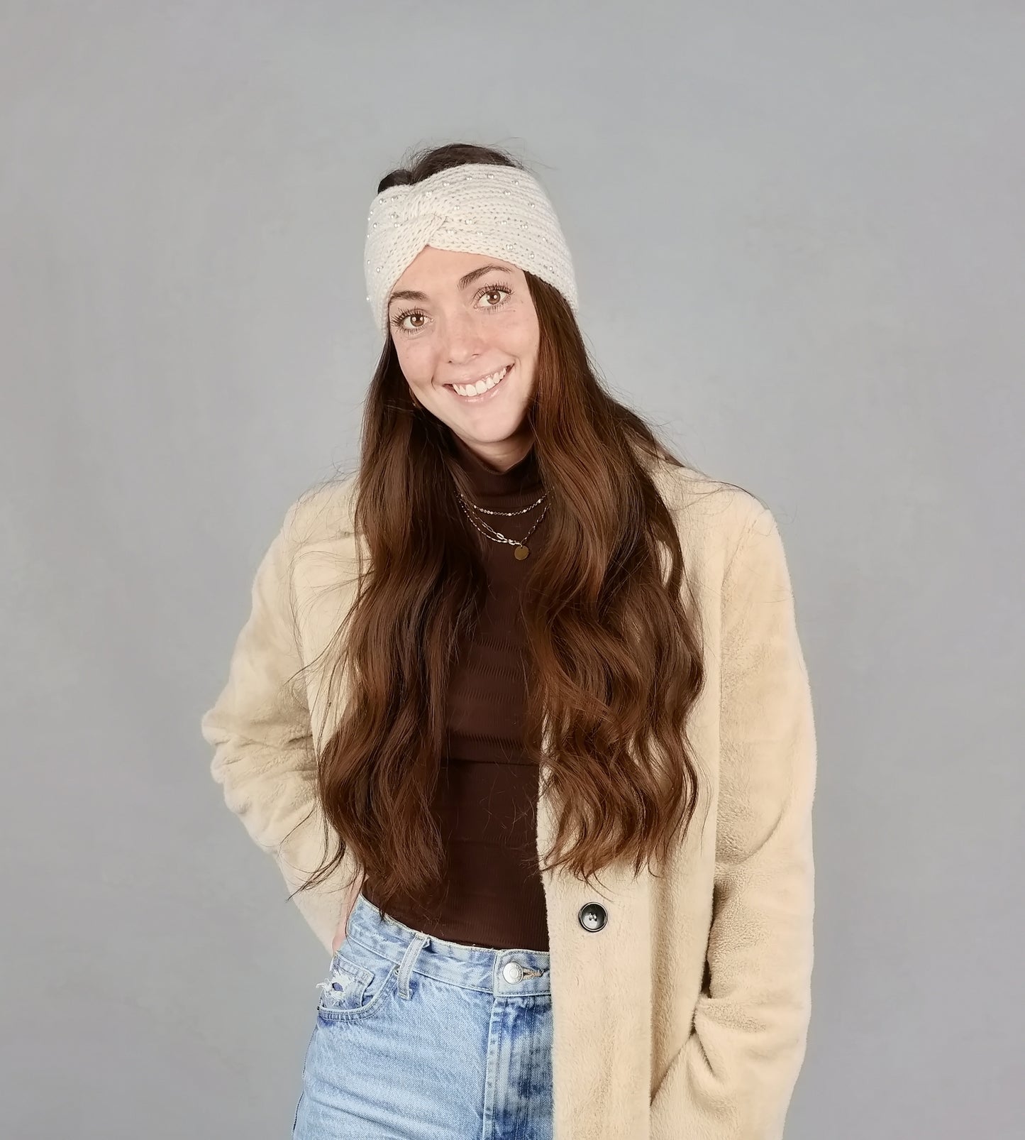 PEARLS TWIST RIBBED  EARWARMER