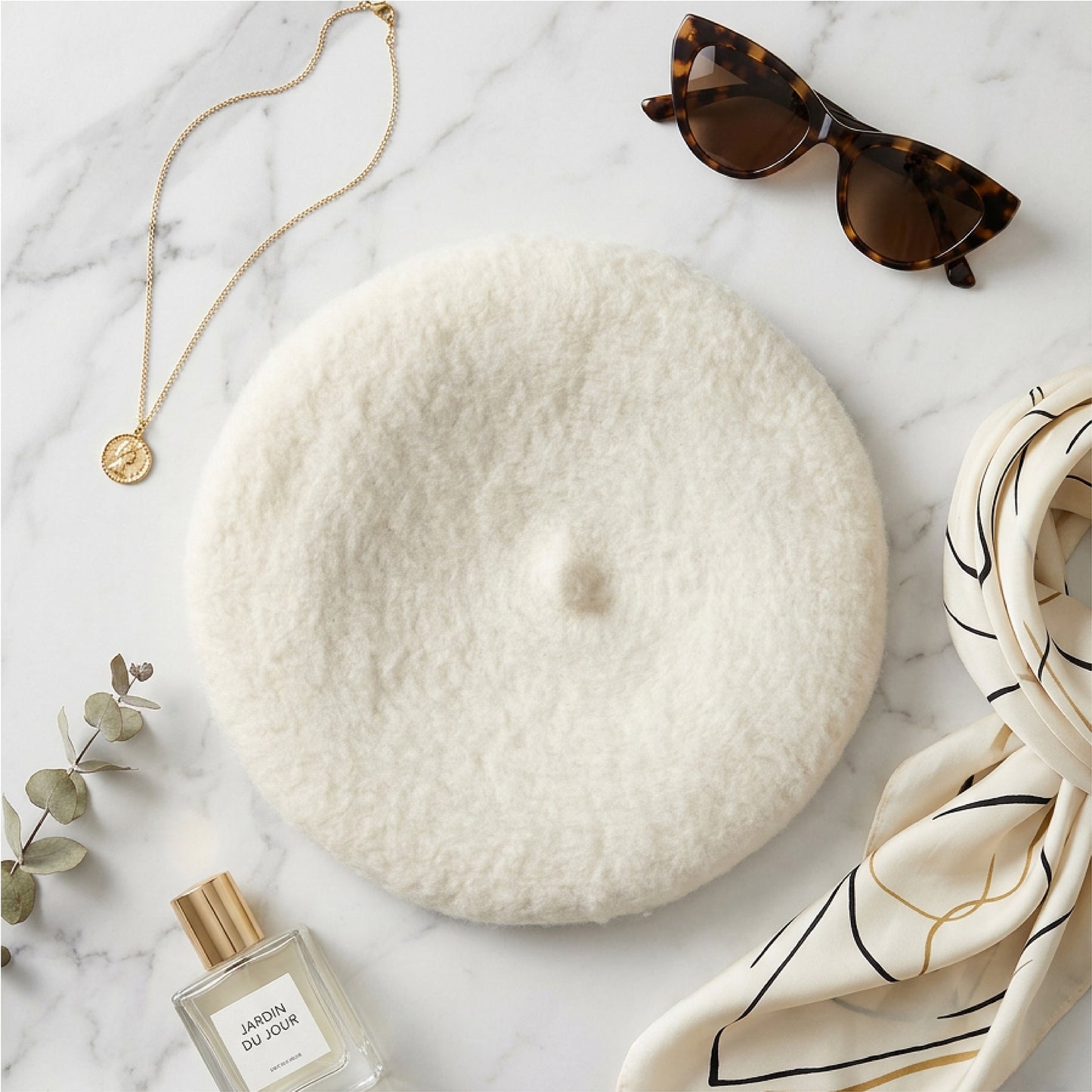 Faux-Fur Pure White Beret