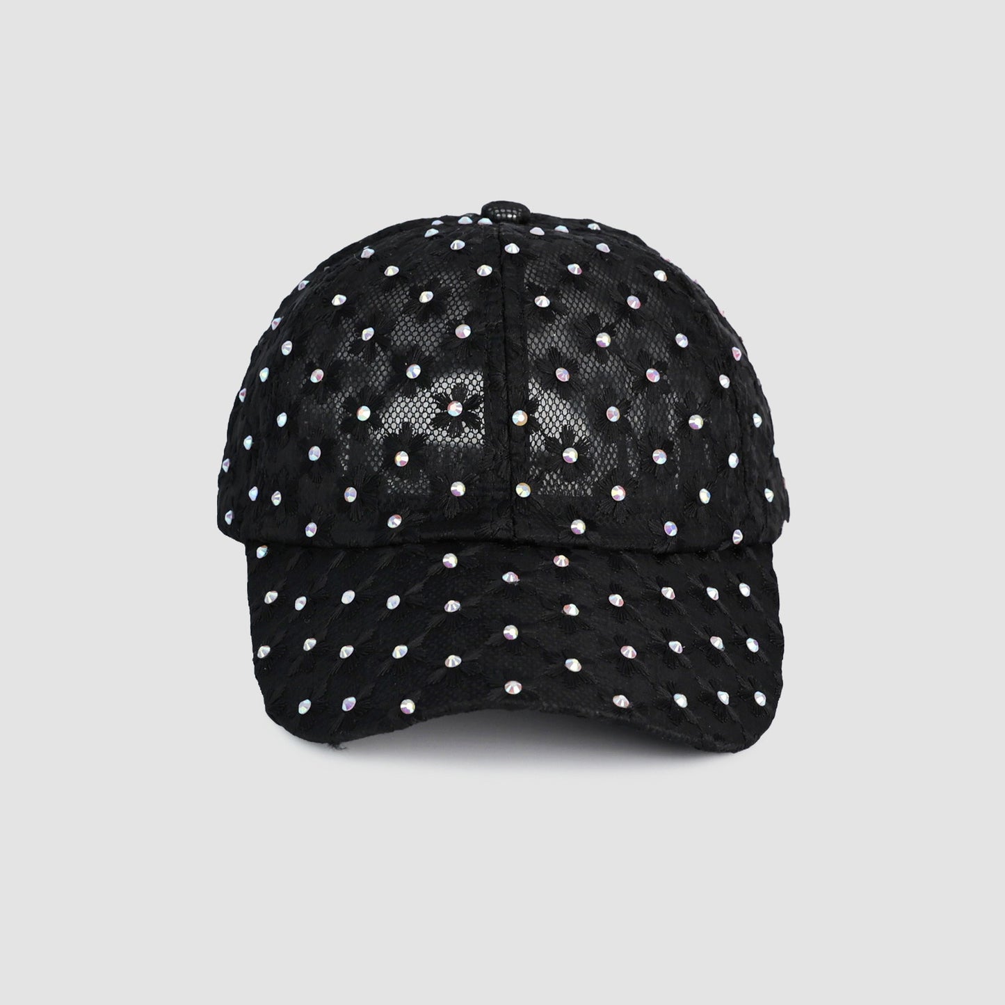 BLACK BLING FLOWER BASEBALL HAT