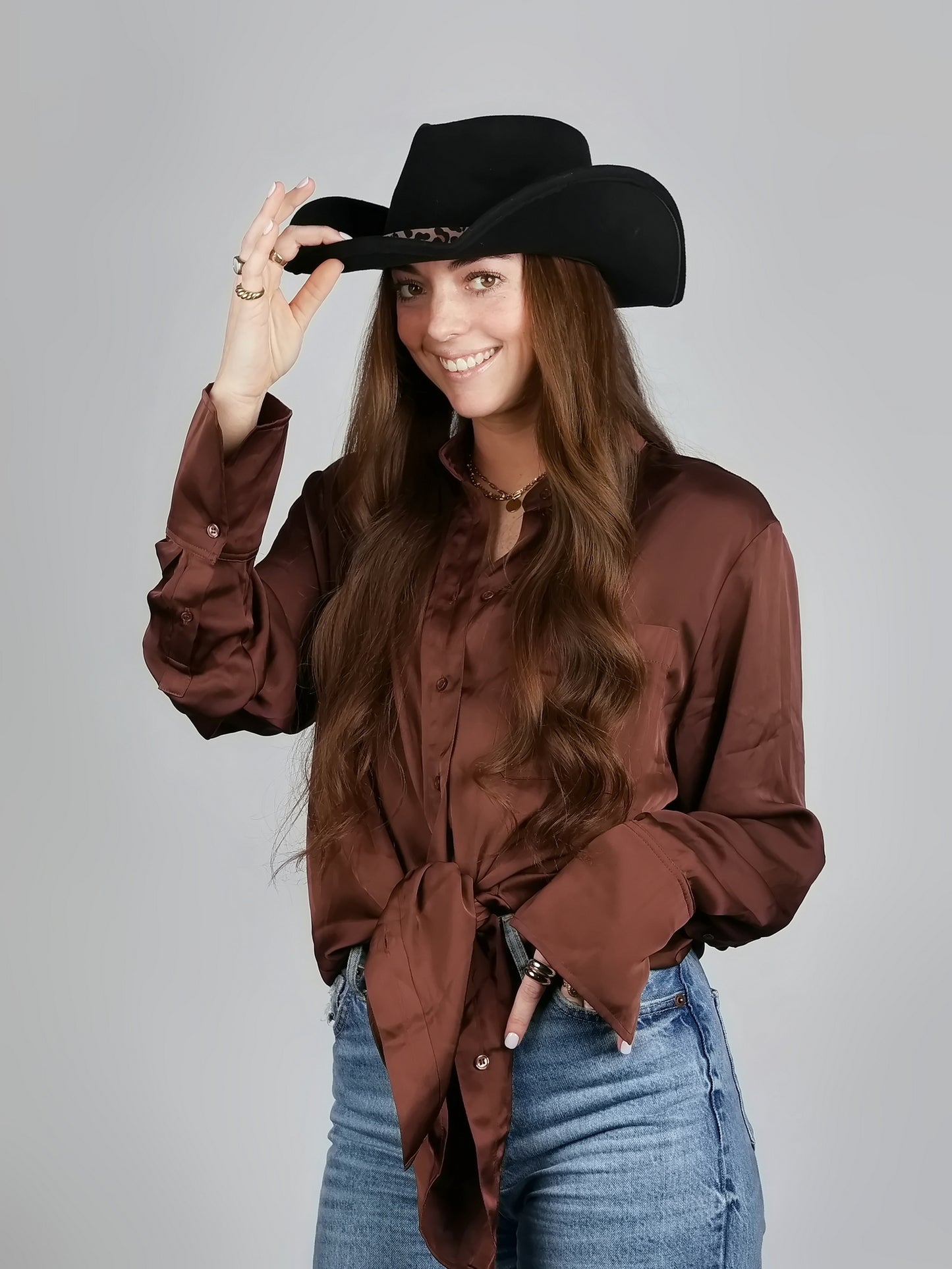 LEOPARD TRIM FELT COWBOY