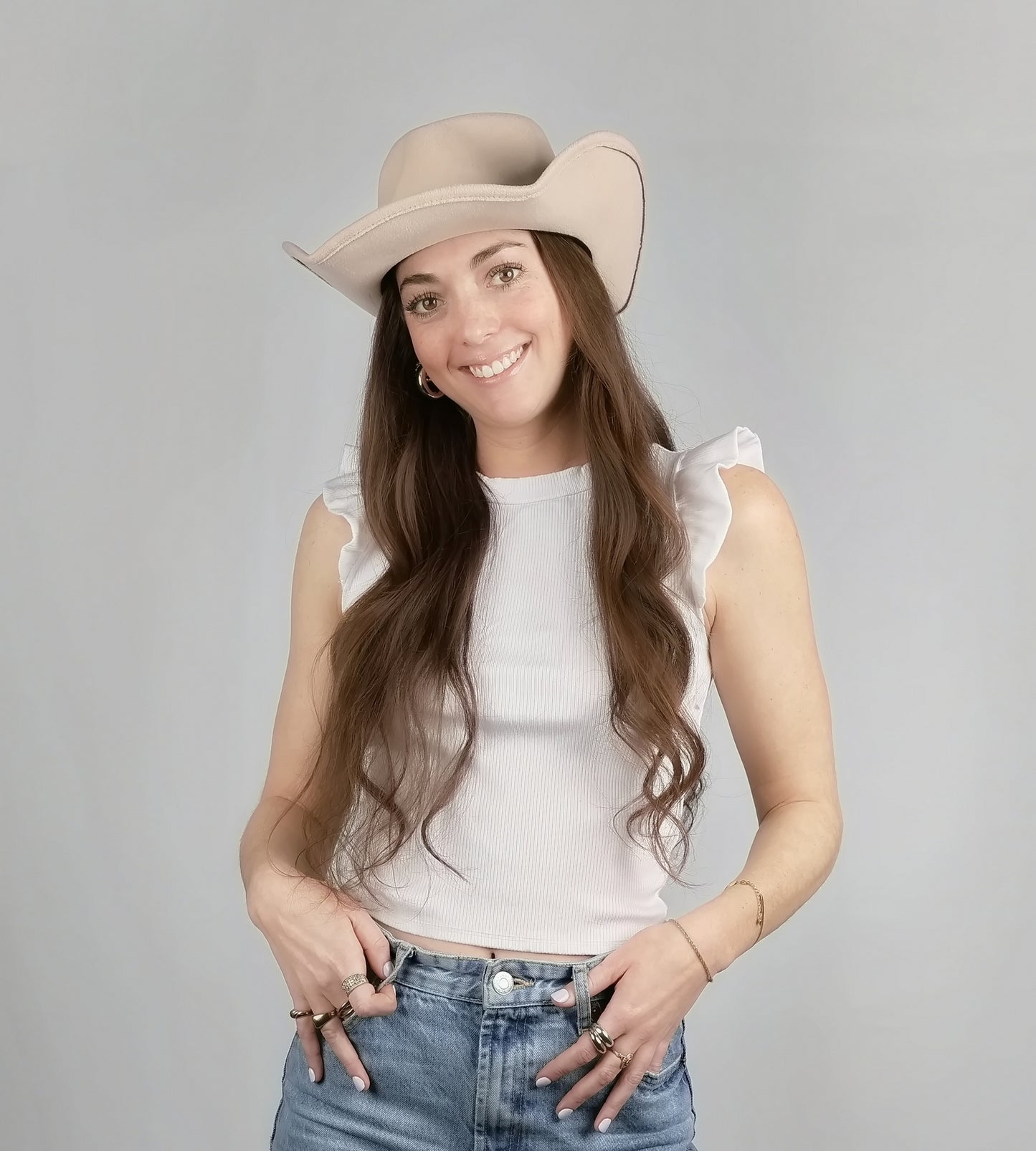 LEOPARD TRIM FELT COWBOY