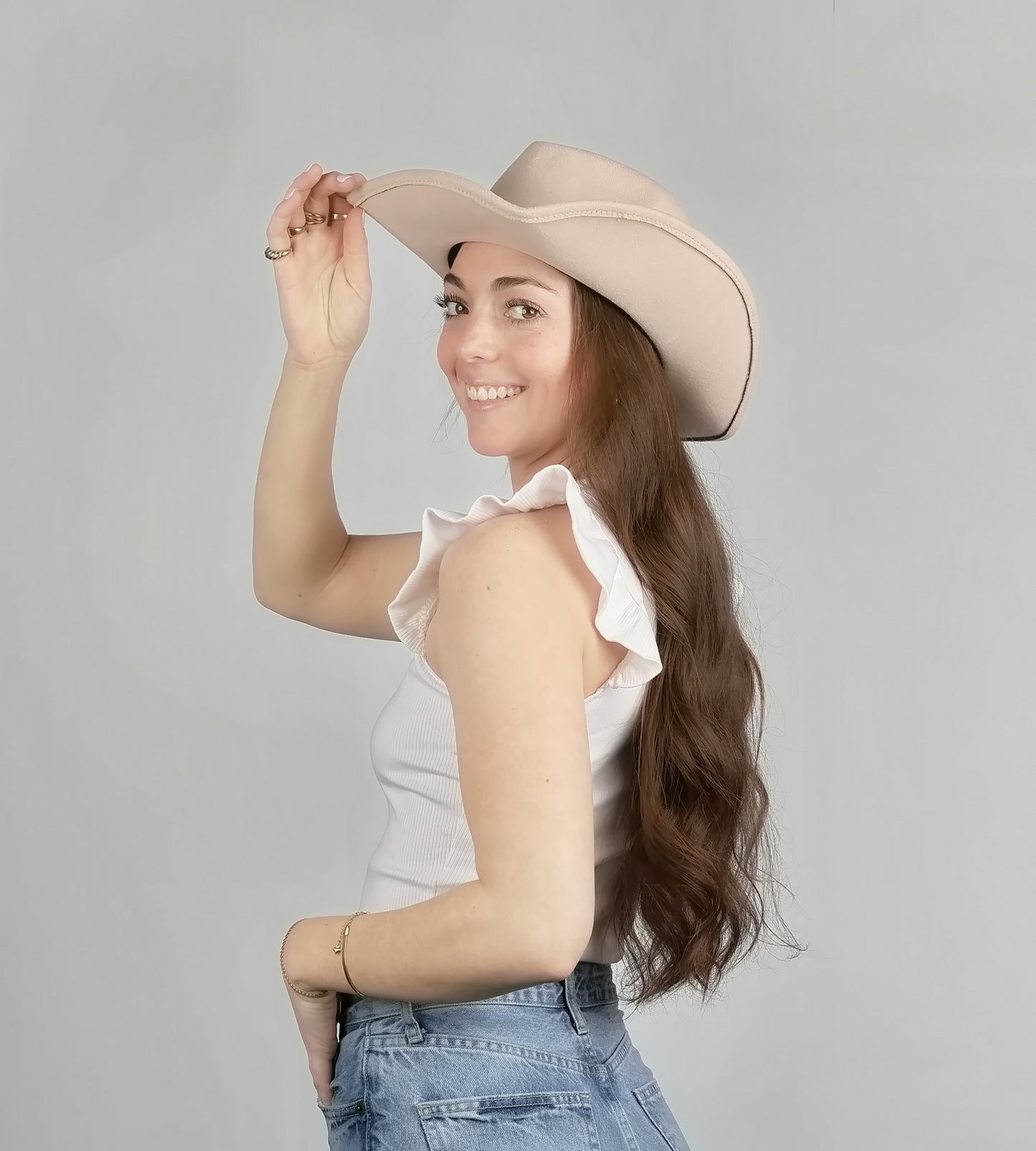 LEOPARD TRIM FELT COWBOY