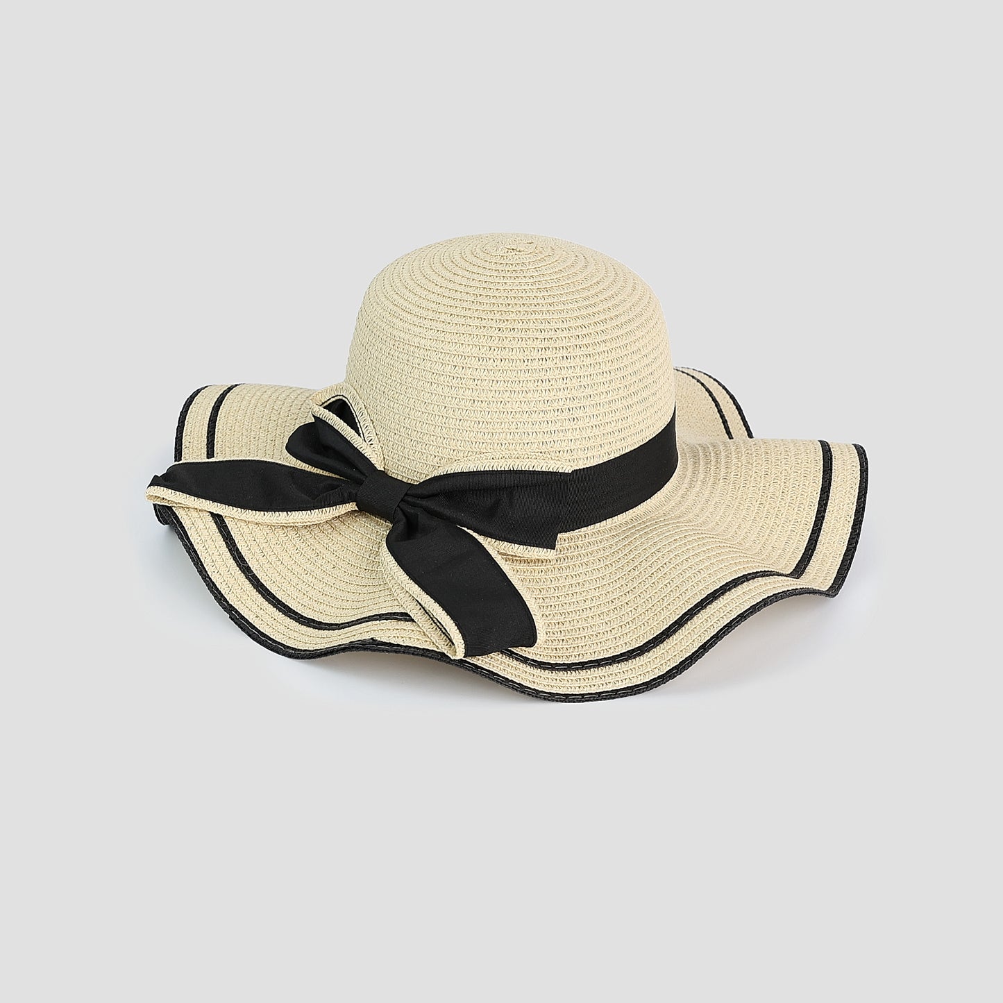SCALLOPED FLOPPY BOW SUMMER HAT