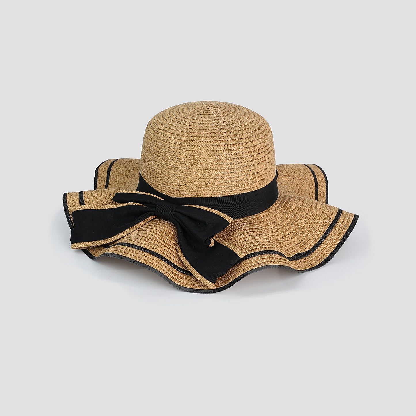 SCALLOPED FLOPPY BOW SUMMER HAT