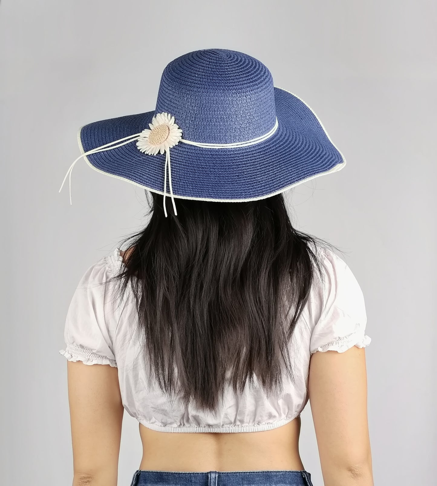 FLOWER TRIM FLOPPY SUMMER HAT