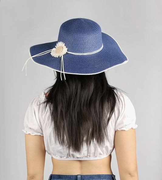FLOWER TRIM FLOPPY SUMMER HAT