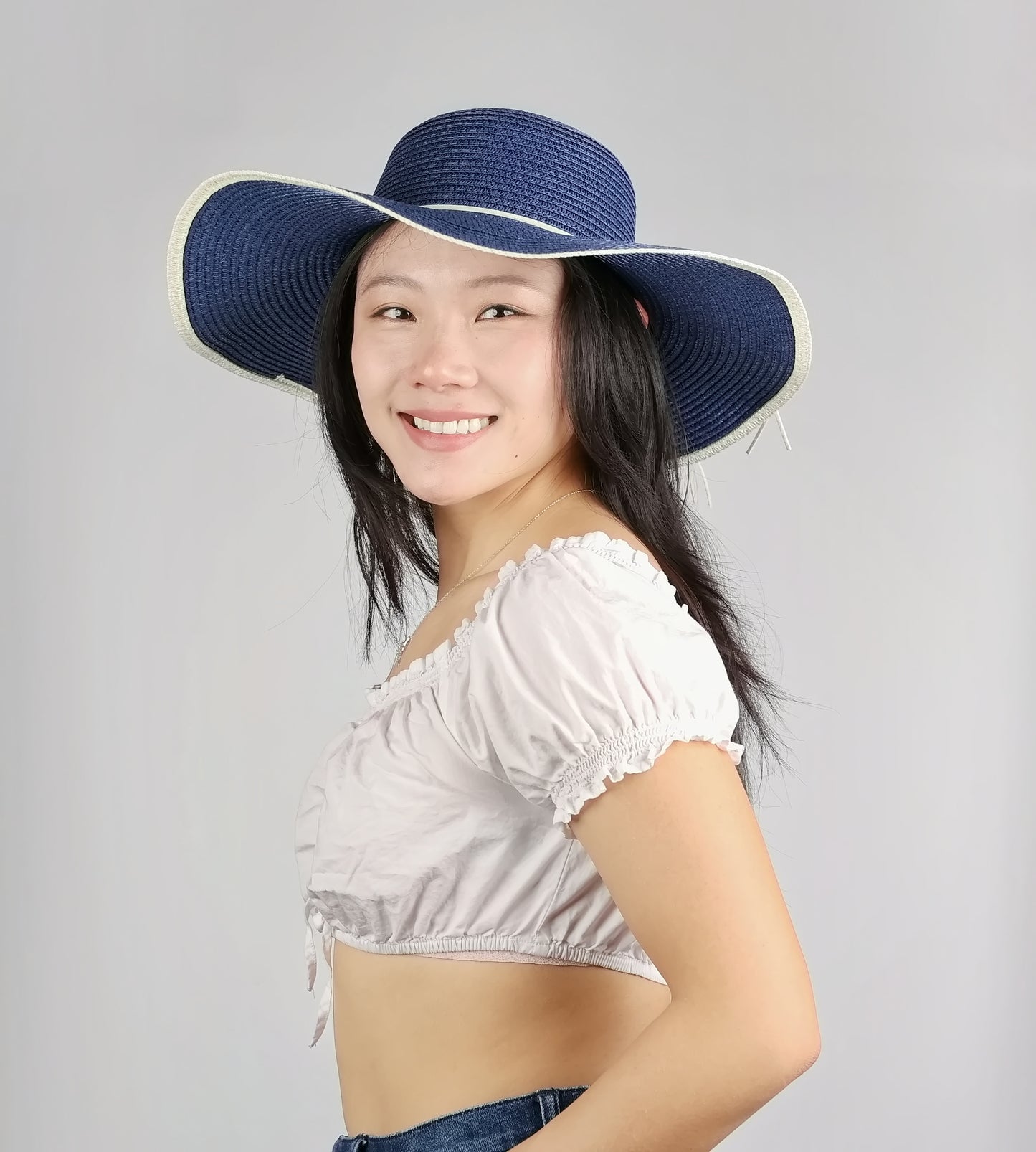 FLOWER TRIM FLOPPY SUMMER HAT