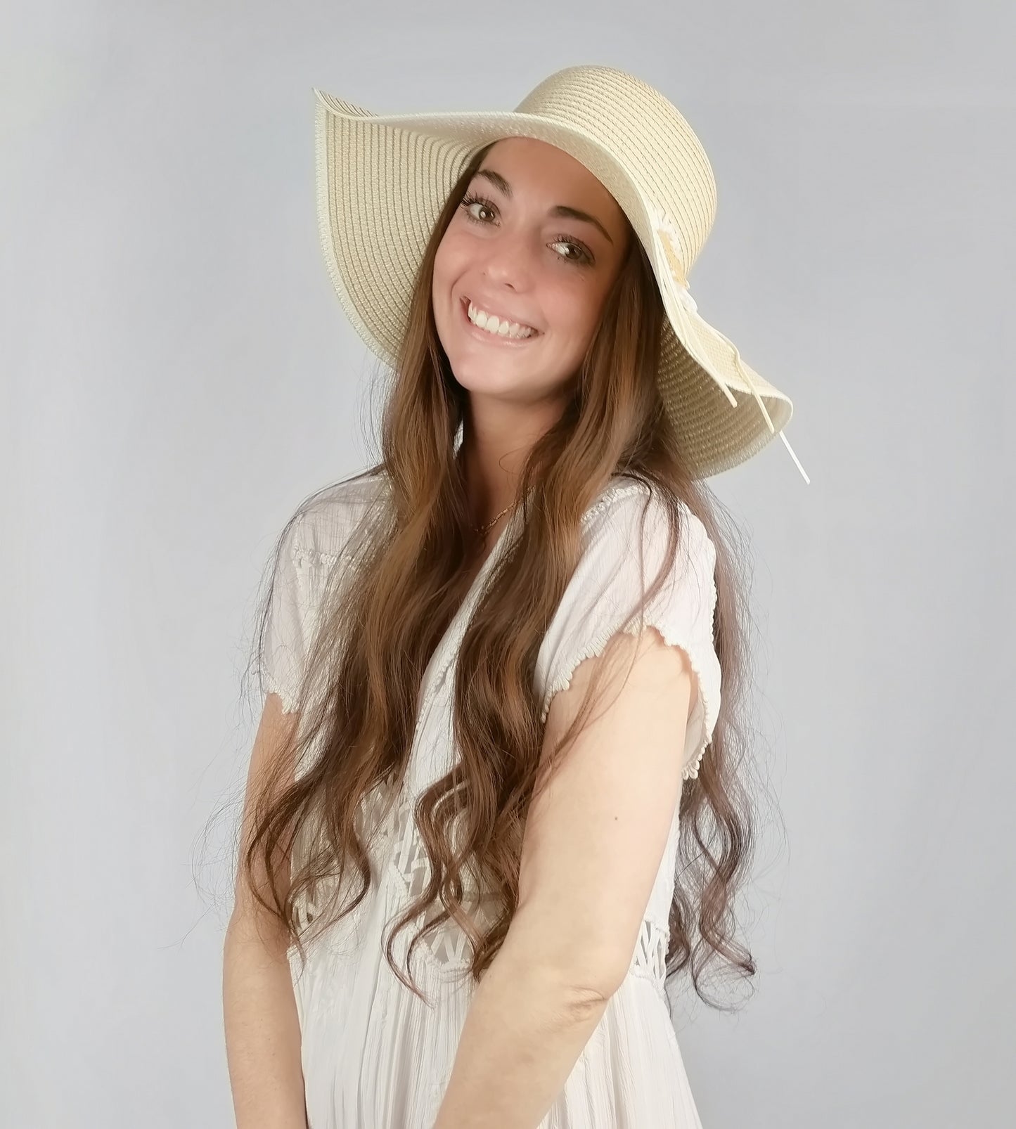 FLOWER TRIM FLOPPY SUMMER HAT