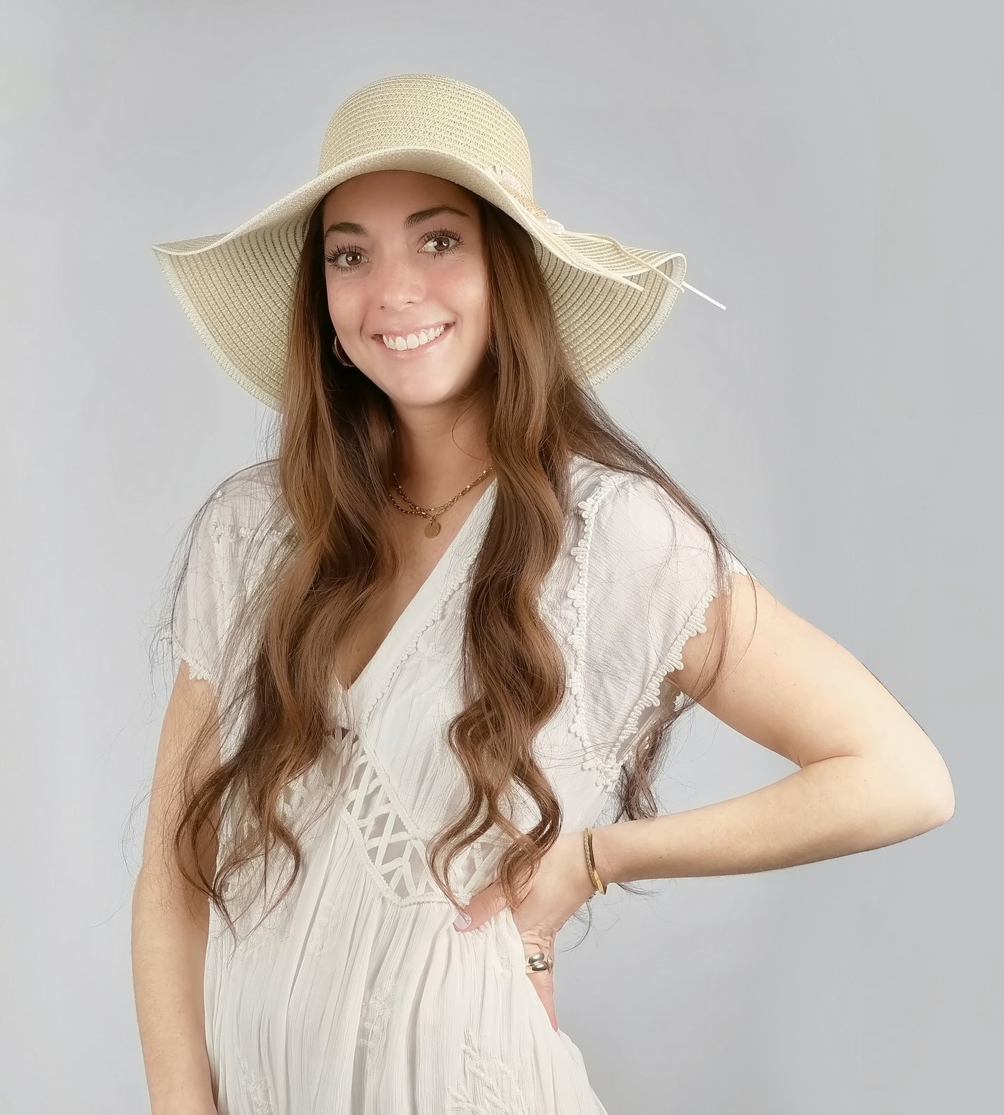 FLOWER TRIM FLOPPY SUMMER HAT