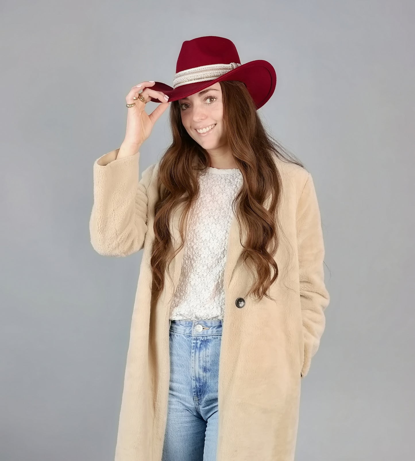 SEQUIN BAND TRIM FELT COWBOY