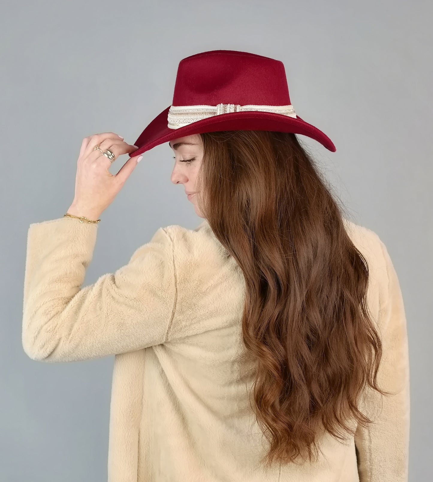 SEQUIN BAND TRIM FELT COWBOY