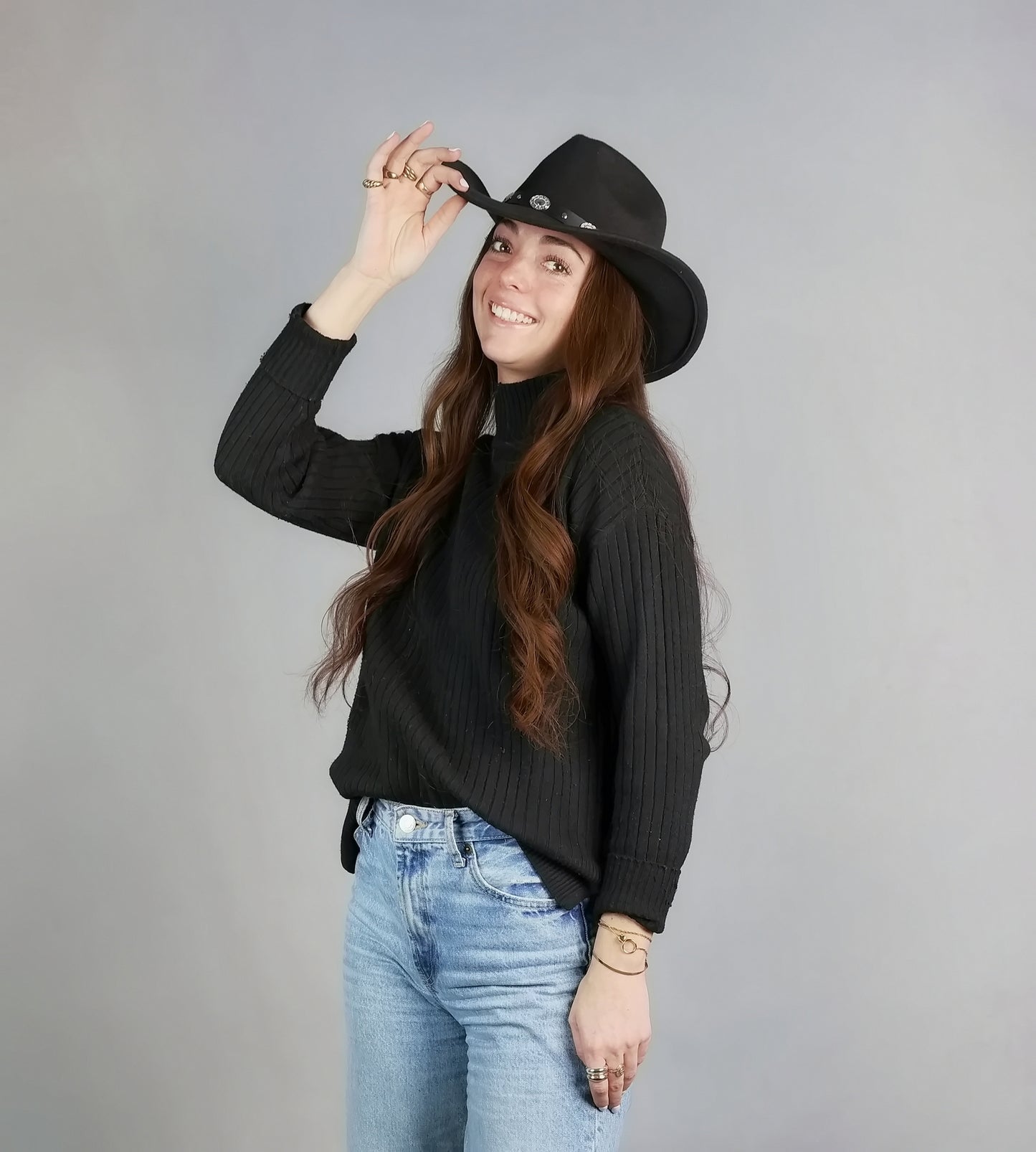 SILVER METAL TRIM FELT COWBOY