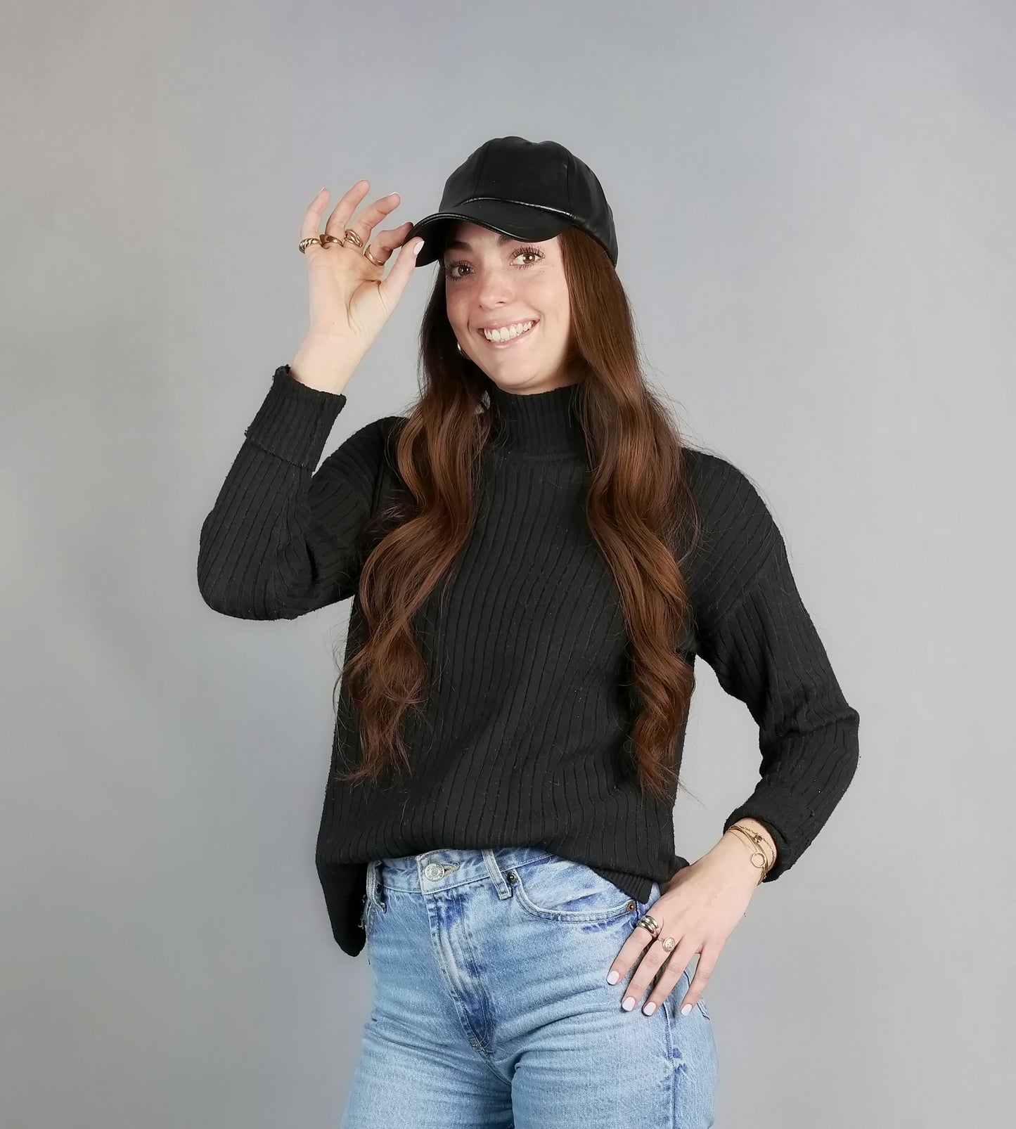FAUX LEATHER BASEBALL HAT