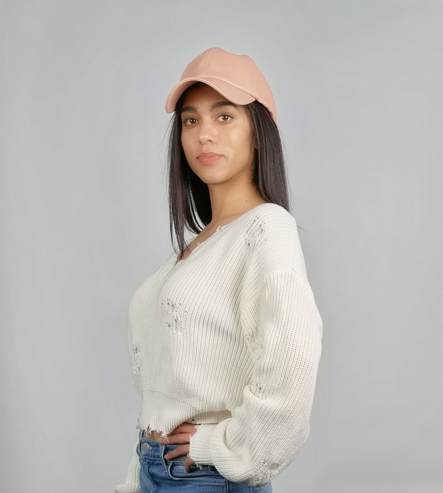 FAUX LEATHER BASEBALL HAT