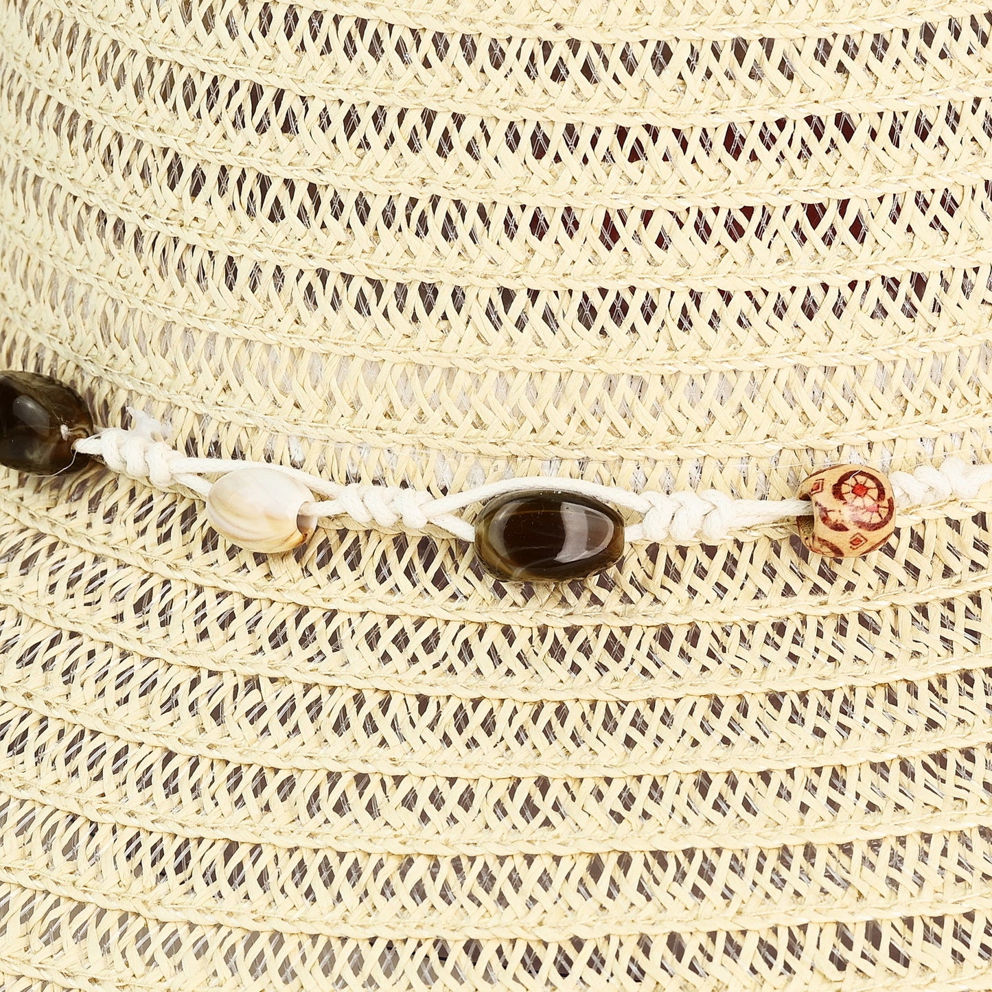 STRAW CLOCHE with SHELL TRIM