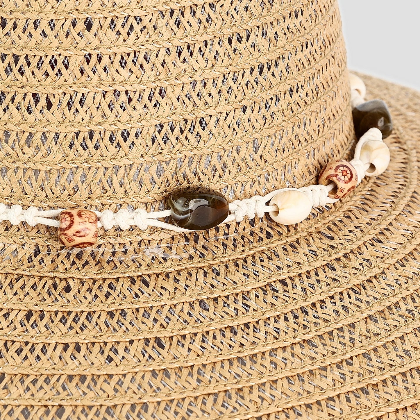 STRAW CLOCHE with SHELL TRIM