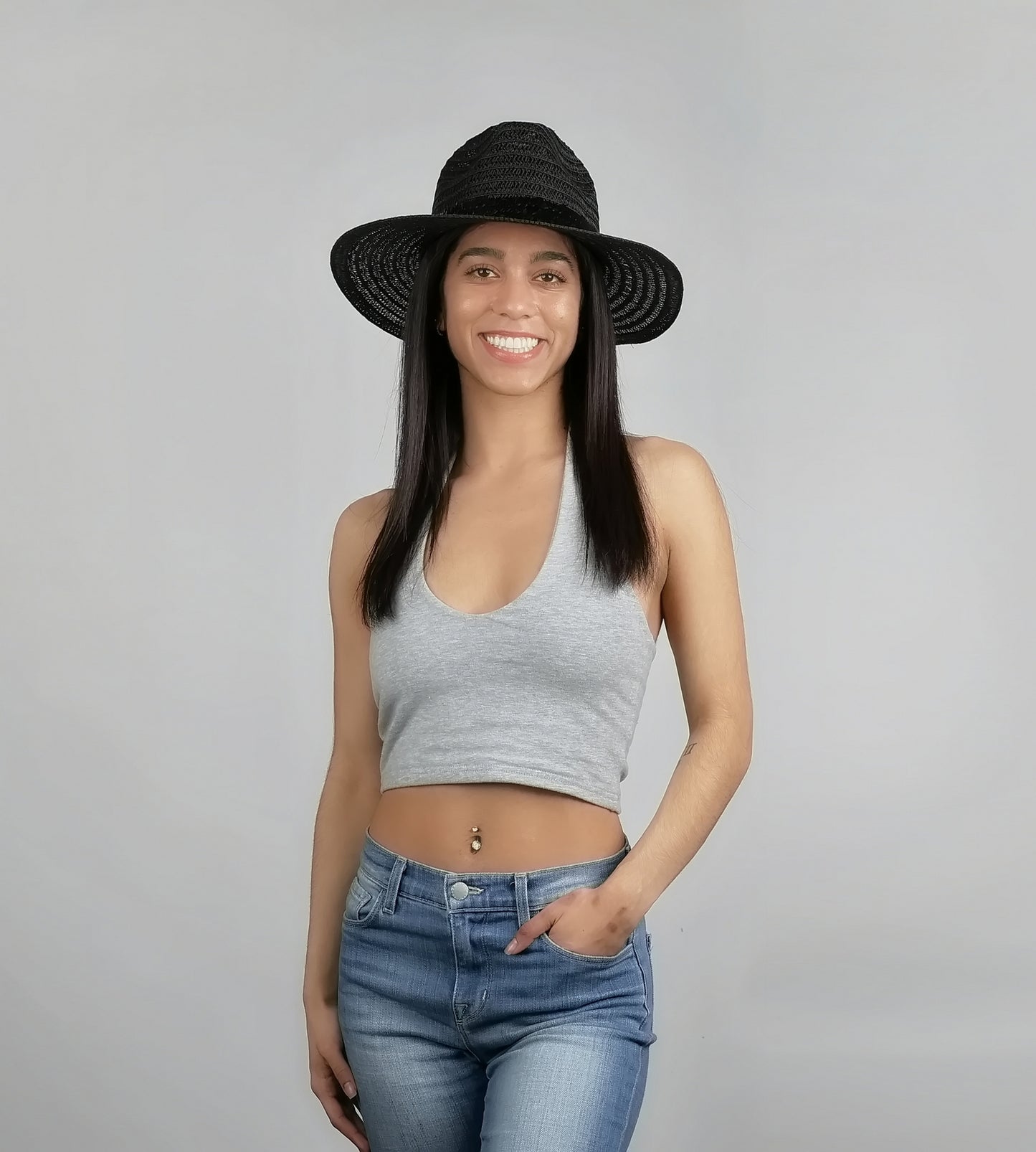 SEQUIN TRIM PANAMA HAT
