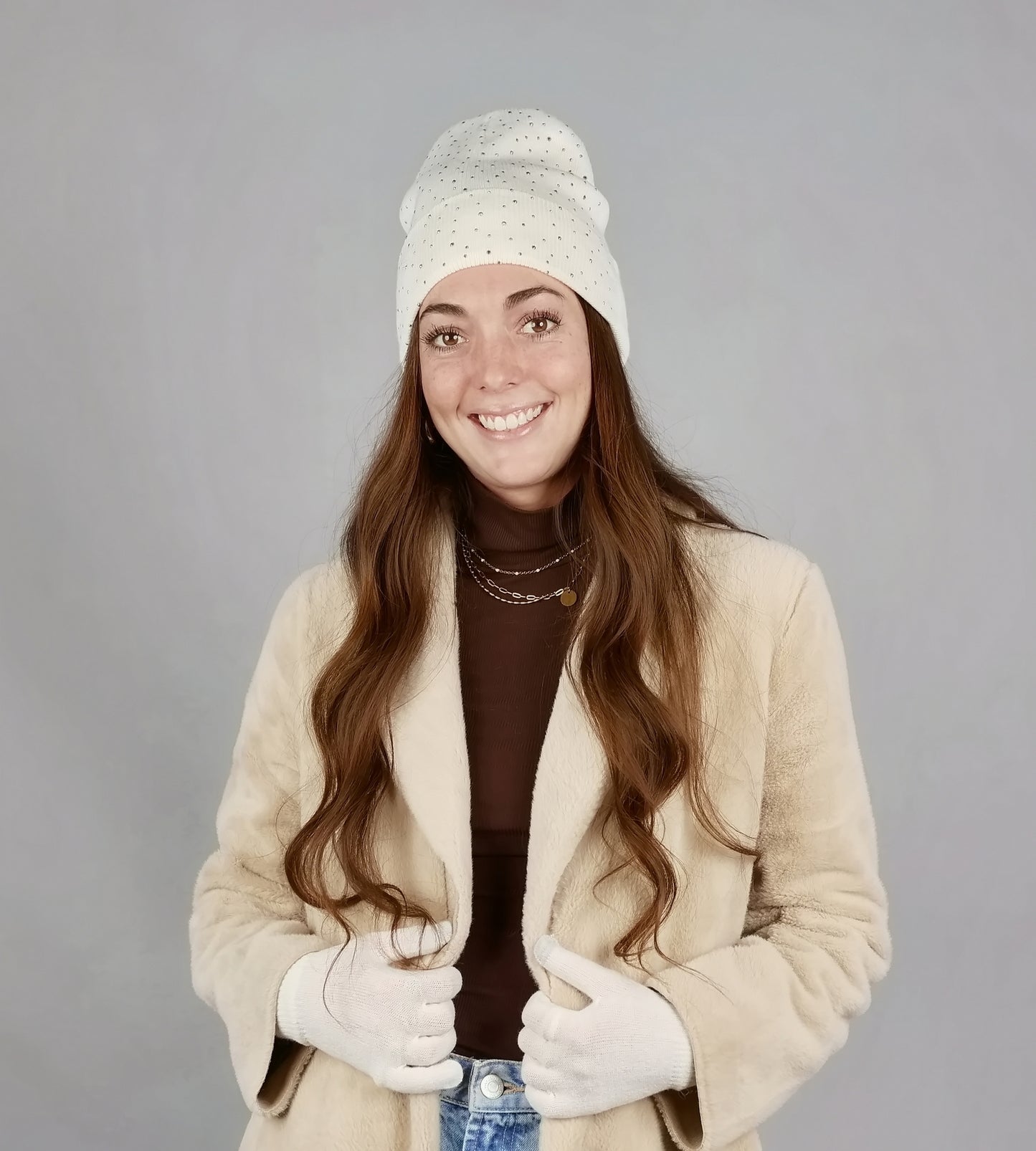 STONE CUFF BEANIE & TEXTING GLOVE SET