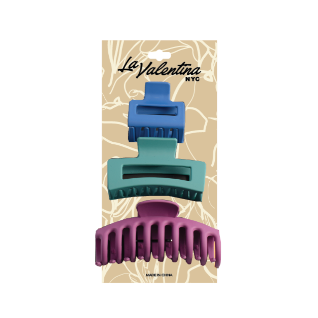 SOLID MATTE 3pk HAIR CLIPS