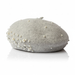 Embellished Wool Beret in Heathered-Grey
