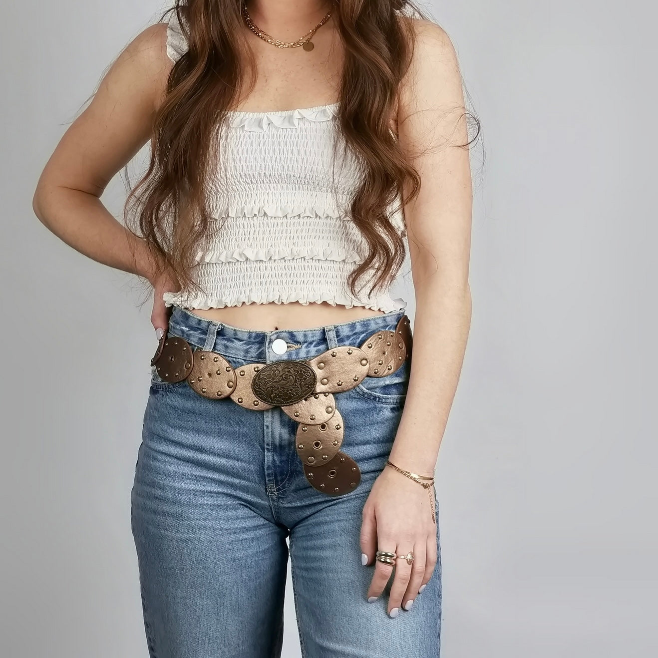 WESTERN WIDE DISC BELT - BRONZE