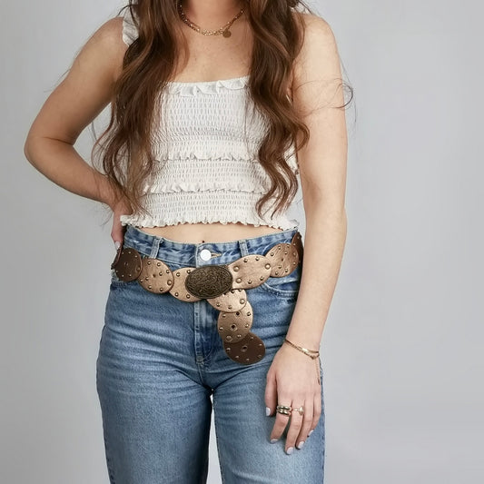WESTERN WIDE DISC BELT - BRONZE