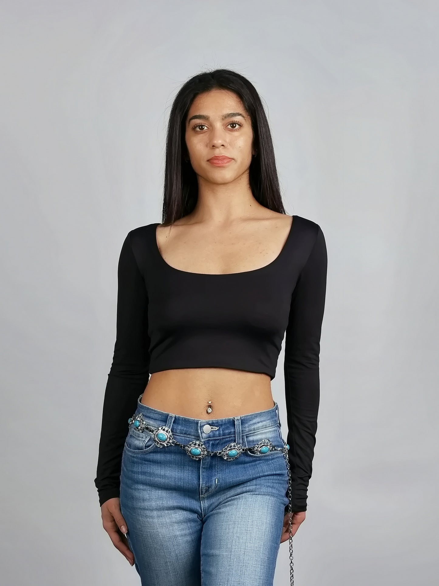 TURQ SILVER CHAIN BELT