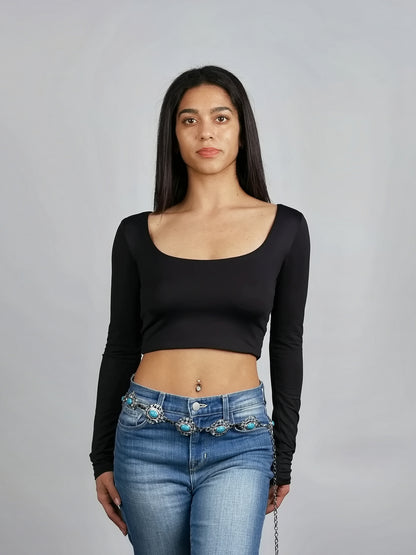 TURQ SILVER CHAIN BELT