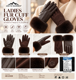 Women's Touchscreen Faux Leather Gloves with Fur Cuffs