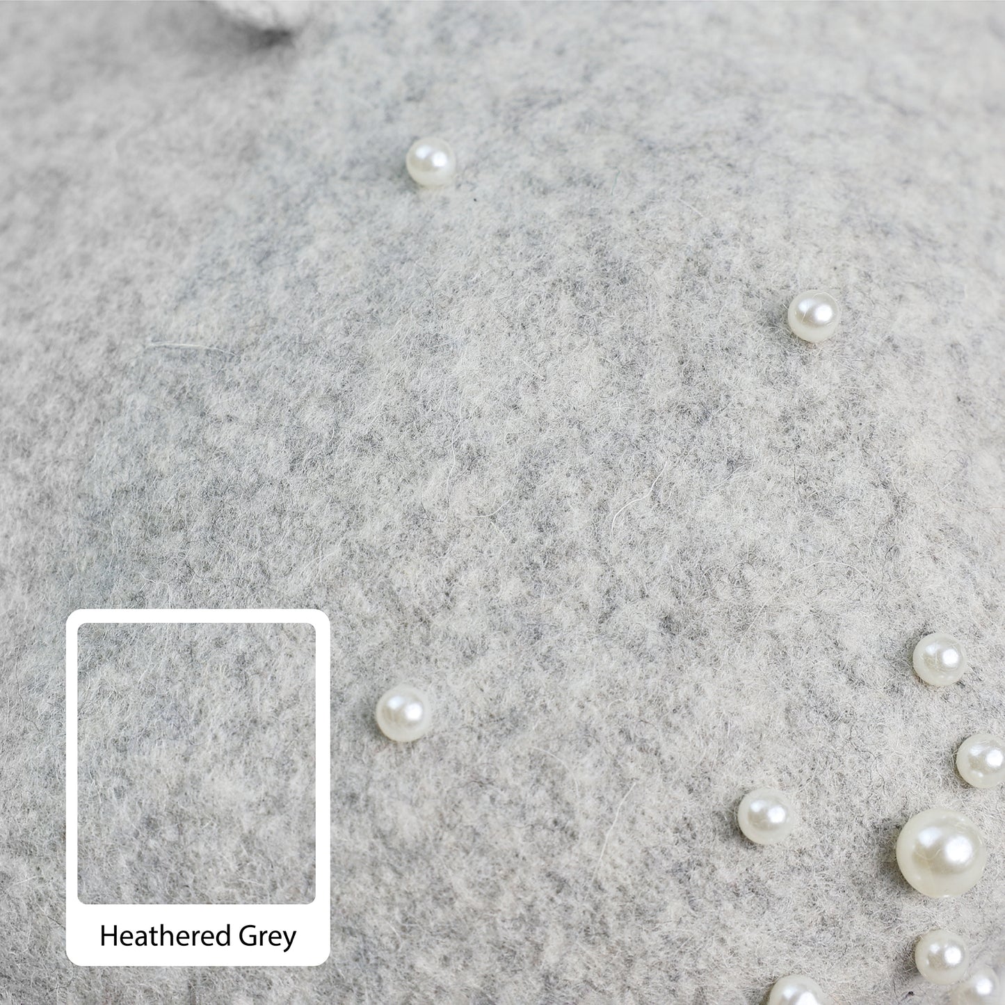 Embellished Wool Beret in Heathered-Grey