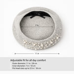 Embellished Wool Beret in Heathered-Grey