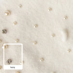 Embellished Wool Beret in Ivory