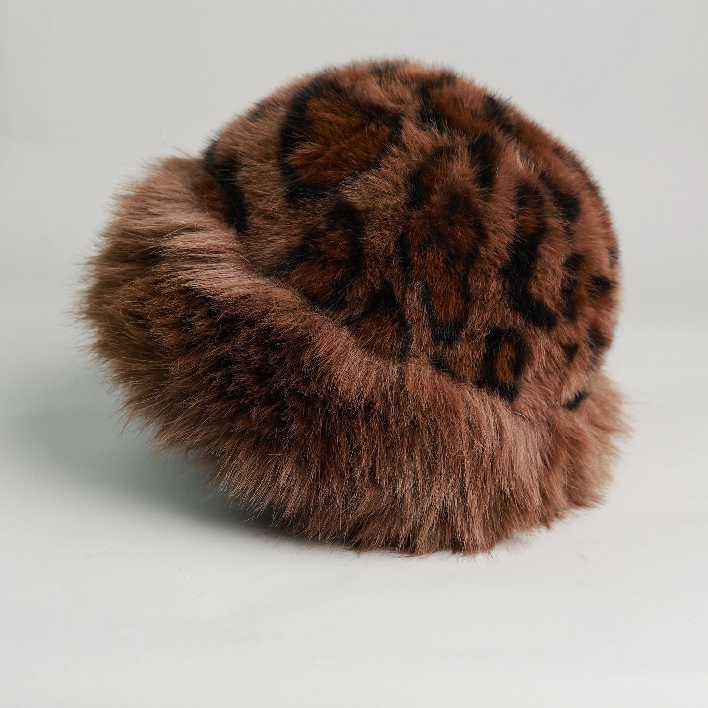 Faux Fur Leopard Bucket Hat