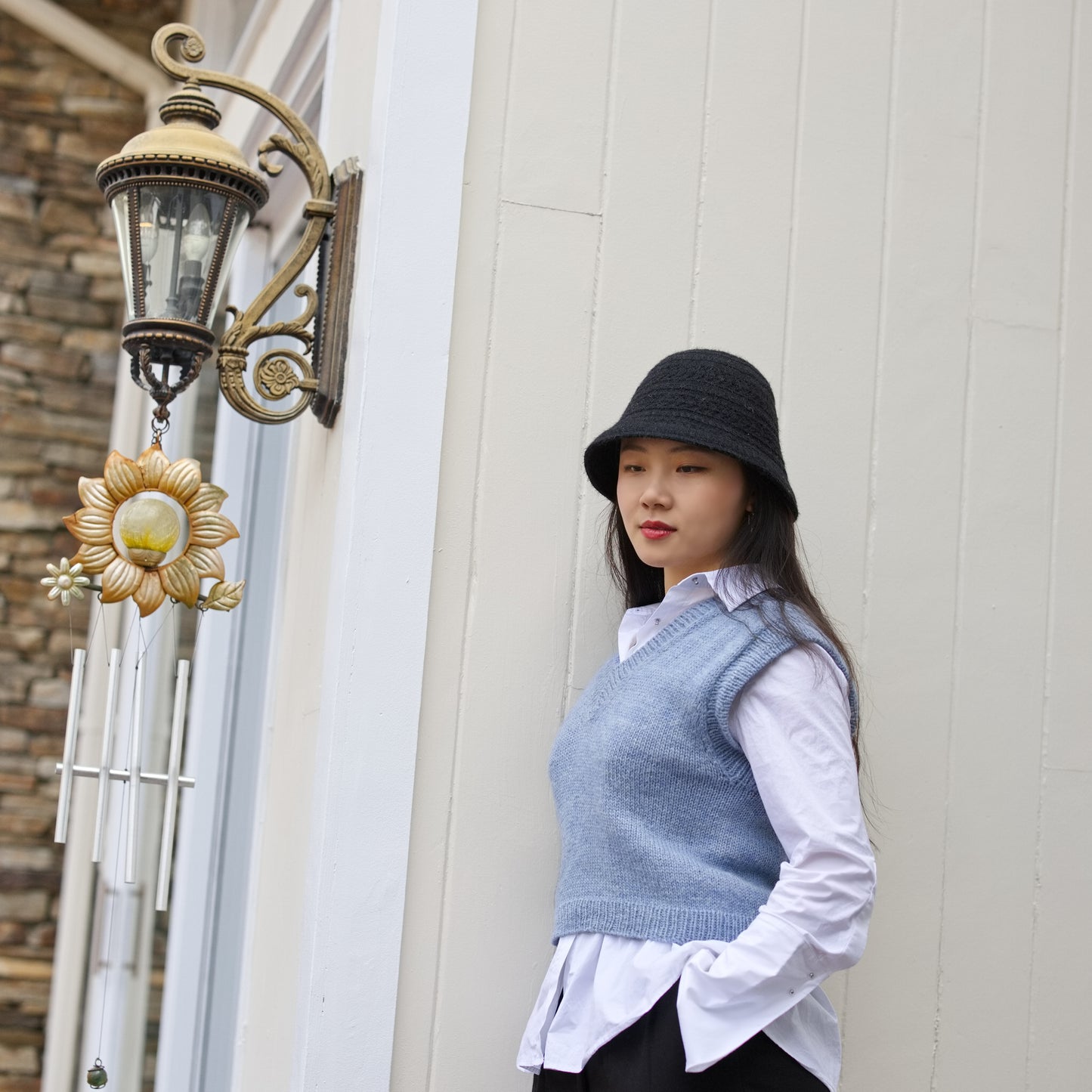 Knit Versatile Black Bucket Hat