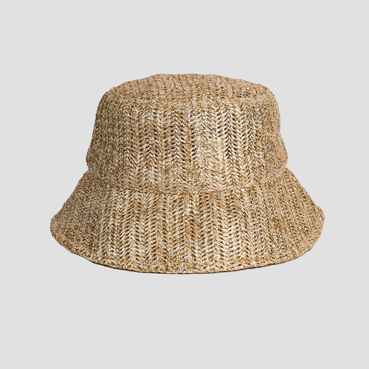 METALLIC STRAW BUCKET HAT