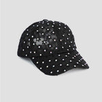 BLACK BLING FLOWER BASEBALL HAT