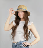 BRAID TRIM STRAW BUCKET CLOCHE HAT