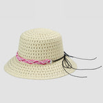 BRAID TRIM STRAW BUCKET CLOCHE HAT