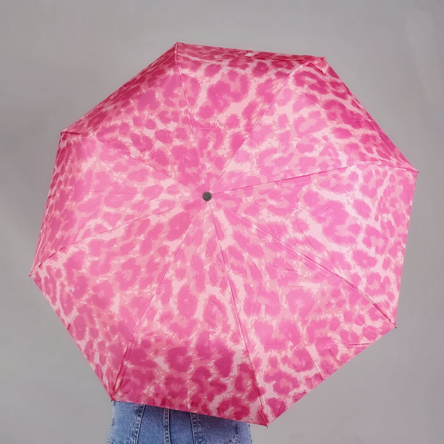 PINK LEOPARD FOLDABLE UMBRELLA