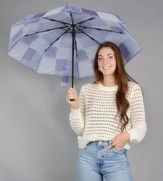 DEMIN PATCHWORK FOLDABLE UMBRELLA
