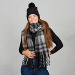 CABLE KNIT BEANIE AND BLANKET SCARF SET