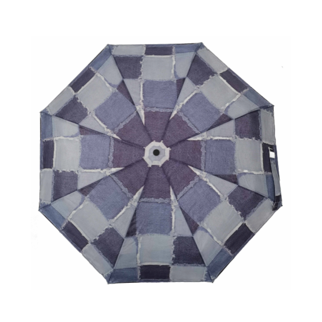 DEMIN PATCHWORK FOLDABLE UMBRELLA