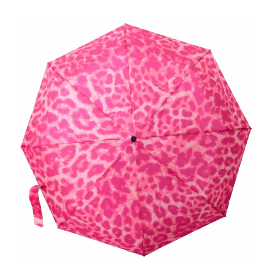 PINK LEOPARD FOLDABLE UMBRELLA