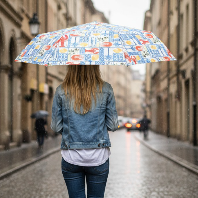 Seaworld Print with Lobster Keychain Umbrella