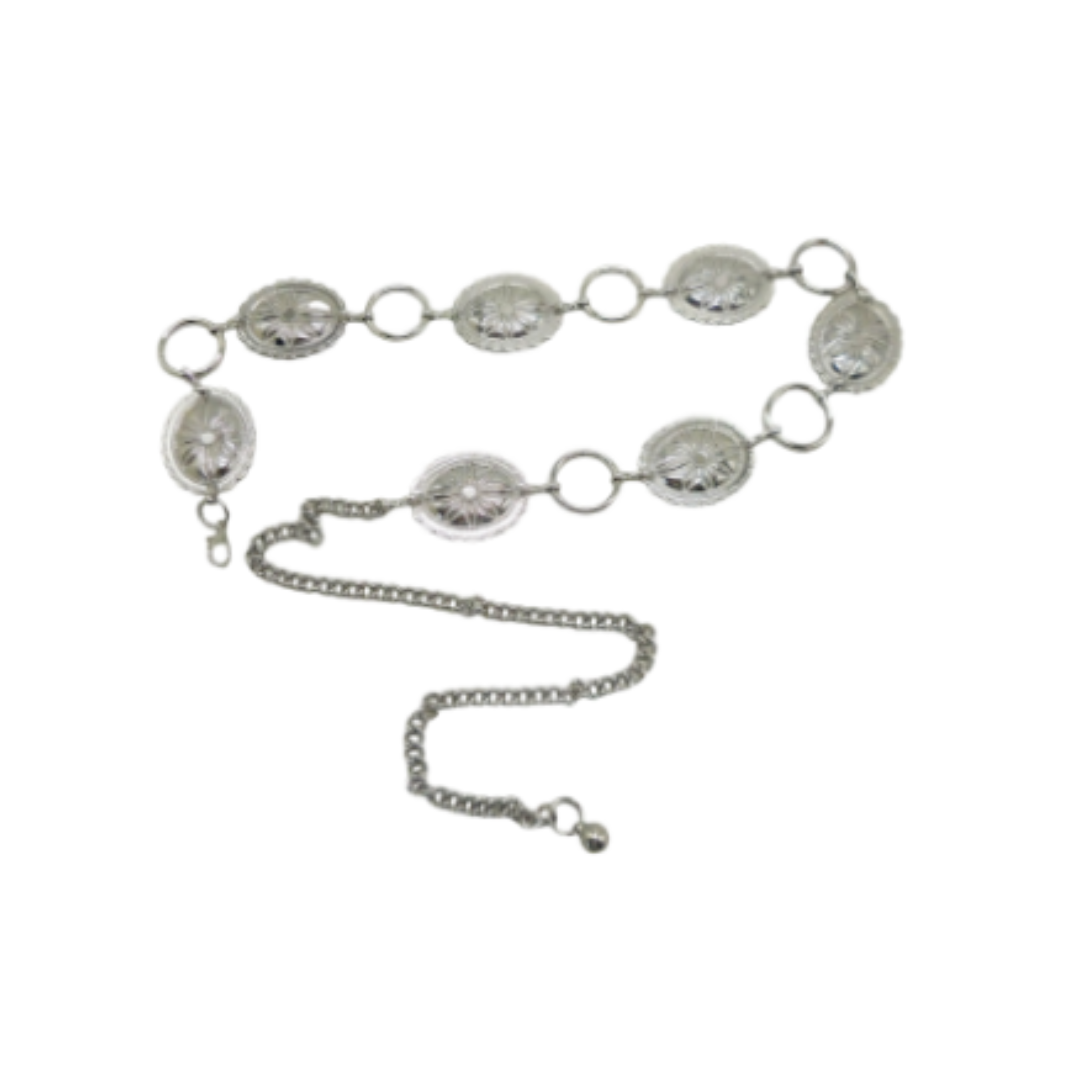 SILVER RHINESTONE CENTER CHAIN BELT