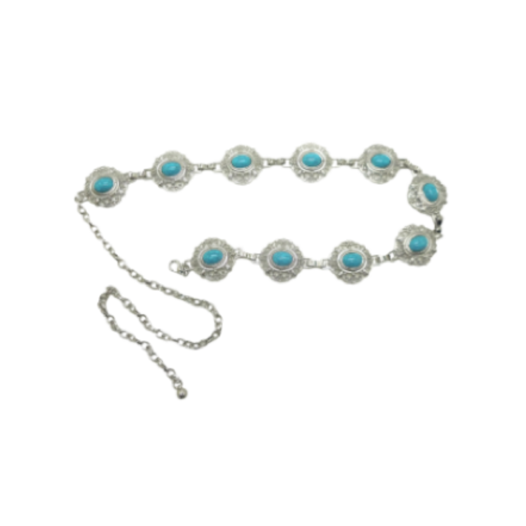 TURQ SILVER CHAIN BELT